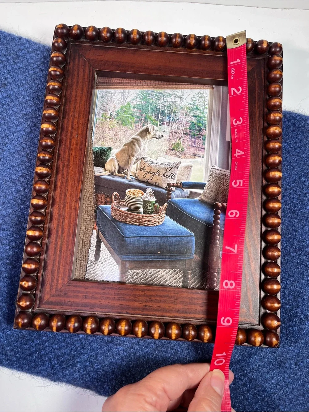 Wood Bead Photo Frame in Dark Brown